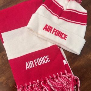 Adult Red and White Scarf and Hat Set